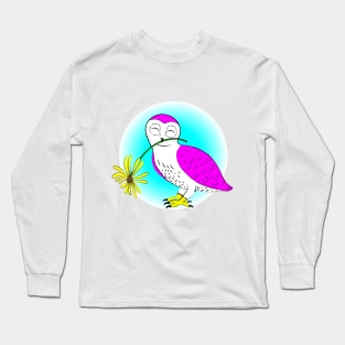 Owl with Flower Long Sleeve T-Shirt